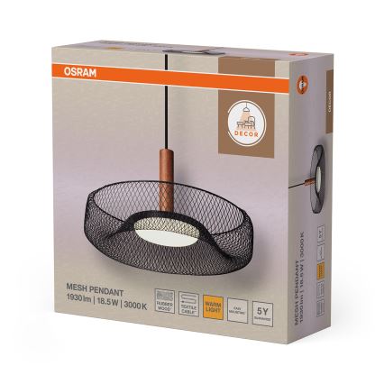 Osram - LED luster na lane DECOR MESH LED/18,5W/230V pr. 40 cm čierna/kaučukovník