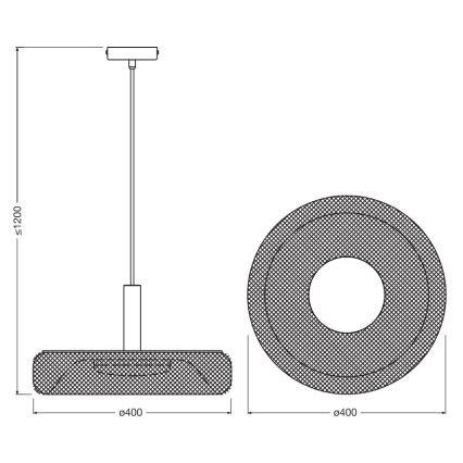 Osram - LED luster na lane DECOR MESH LED/18,5W/230V pr. 40 cm čierna/kaučukovník