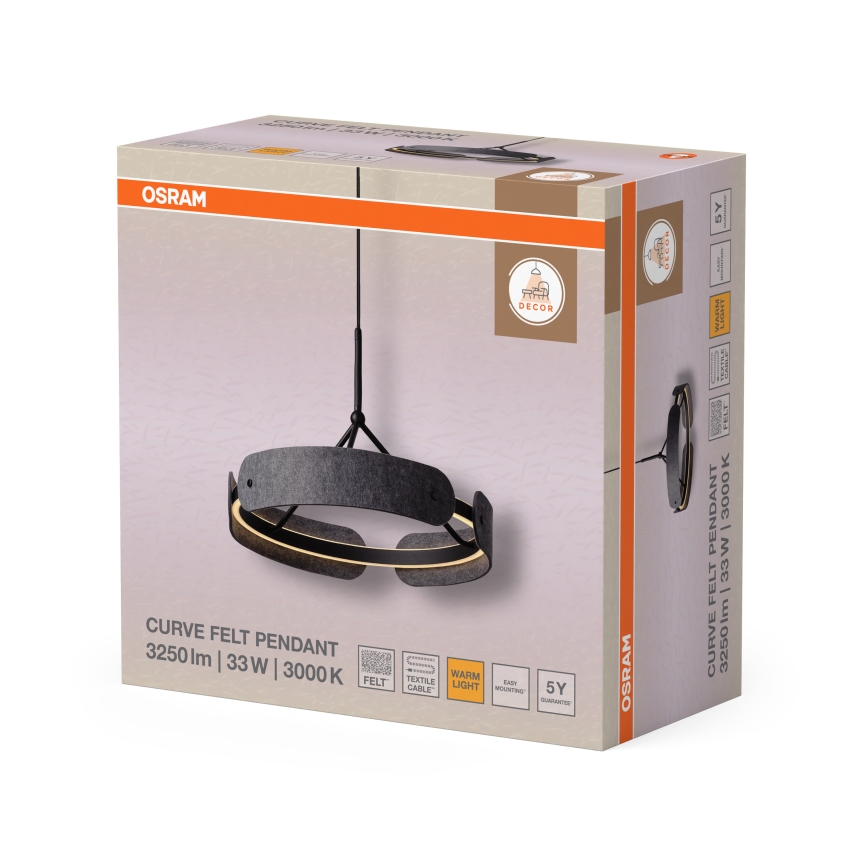 Osram - LED luster na lanku DECOR CURVE LED/33W/230V sivá