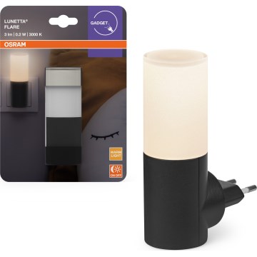 Osram - LED nočné svetlo LUNETTA LED/0,2W/230V s automatickým senzorom súmraku, čierne