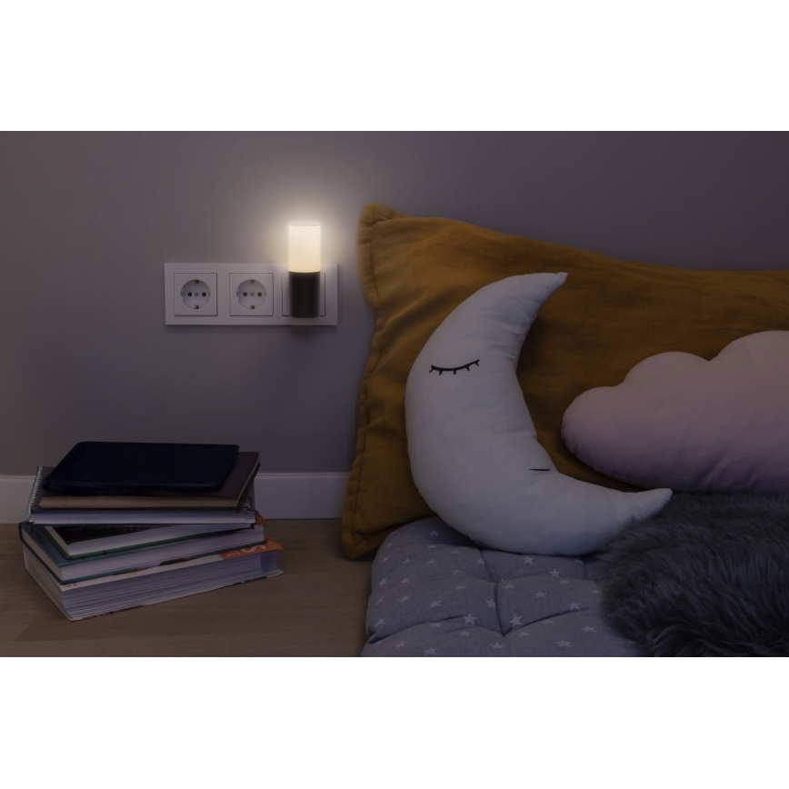 Osram - LED nočné svetlo LUNETTA LED/0,2W/230V s automatickým senzorom súmraku, čierne