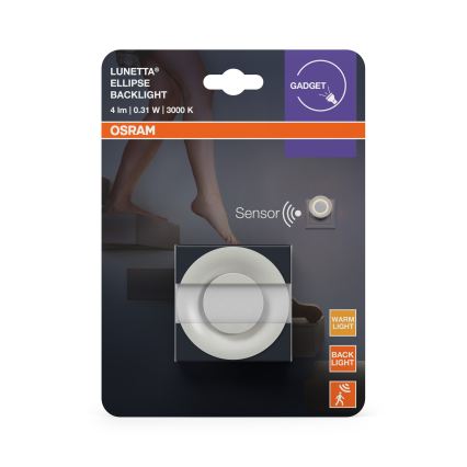 Osram - LED nočné svetlo so senzorom pohybu a súmraku LUNETTA LED/0,31W/230V biela