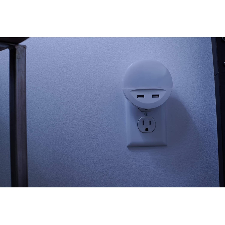 Osram - LED Nočné svietidlo do zásuvky so senzorom LUNETTA 2xUSB LED/13W/230V