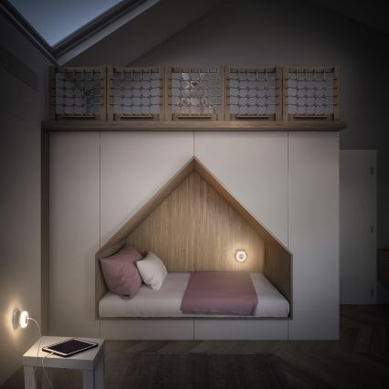 Osram - LED orientačné svietidlo do zásuvky s USB LUNETTA LED/15W/230V biela