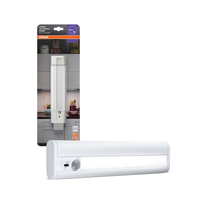 Osram - LED Podlinkové svietidlo s pohybovým a súmrakovým senzorom LINEARLED LED/1,9W/6V 4xAA 4000K 21,4 cm biela