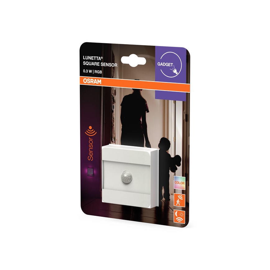 Osram - LED RGB orientačné svietidlo do zásuvky so senzorom LUNETTA LED/0,3W/230V