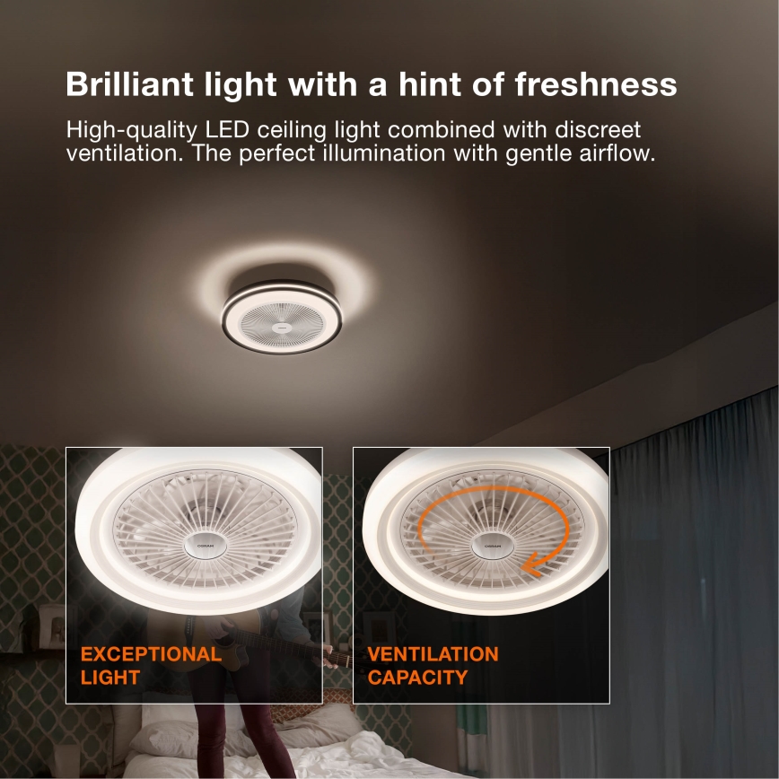 Osram - stmievateľné LED stropné svietidlo s ventilátorom MURLAN LED/26W/230V 3000-6500K + diaľkové ovládanie