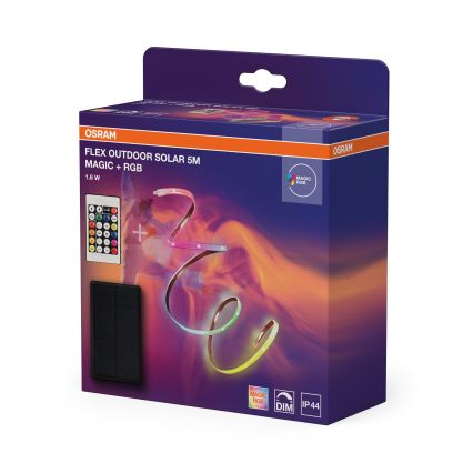 Osram - LED RGBW Stmievateľný solárny pás FLEX MAGIC 5m LED/1,6W/3,7V 2000 mAh IP44 + diaľkové ovládanie