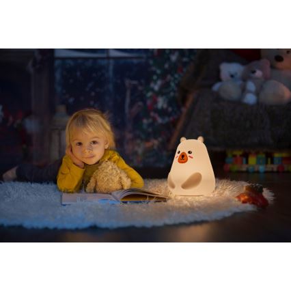 Osram - LED RGBW Stmievateľná detská dotyková lampička NIGHTLUX BEAR LED/0,7W/3,7V 1200 mAh biela