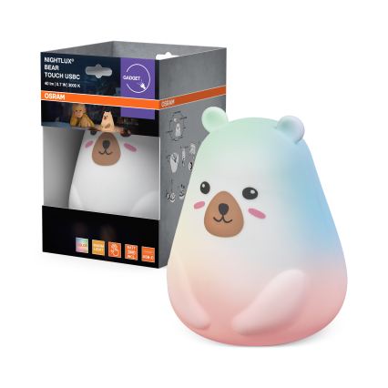 Osram - LED RGBW Stmievateľná detská dotyková lampička NIGHTLUX BEAR LED/0,7W/3,7V 1200 mAh biela