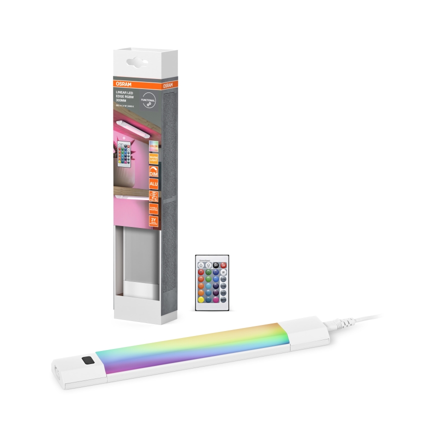 Osram - LED RGBW podlinkové svietidlo s funkciou stmievania a pohybovým senzorom LINEAR EDGE LED/4W/230V 30 cm biela + diaľkové ovládanie