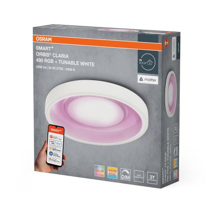 Osram- LED RGBW stmievateľné stropné svietidlo SMART+ CLARIA LED/32W/230V pr. 49 cm 2700-6500K Wi-Fi