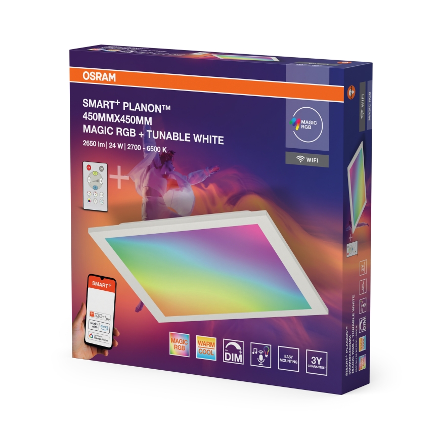 Osram - LED RGBW Stmievateľné stropné svietidlo SMART+ MAGIC LED/24W/230V 2700-6500K 45x45 cm Wi-Fi + diaľkové ovládanie