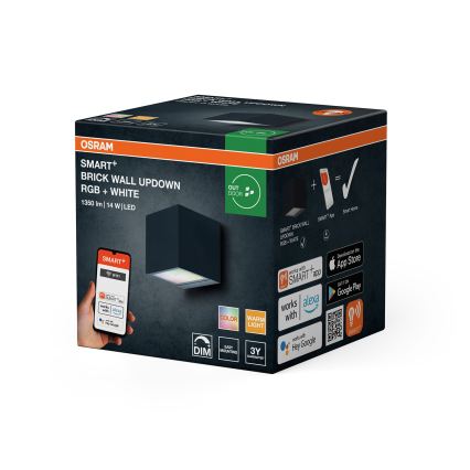 Osram - LED RGBW Stmievateľné vonkajšie nástenné svietidlo SMART+ BRICK LED/14W/230V IP44 Wi-Fi