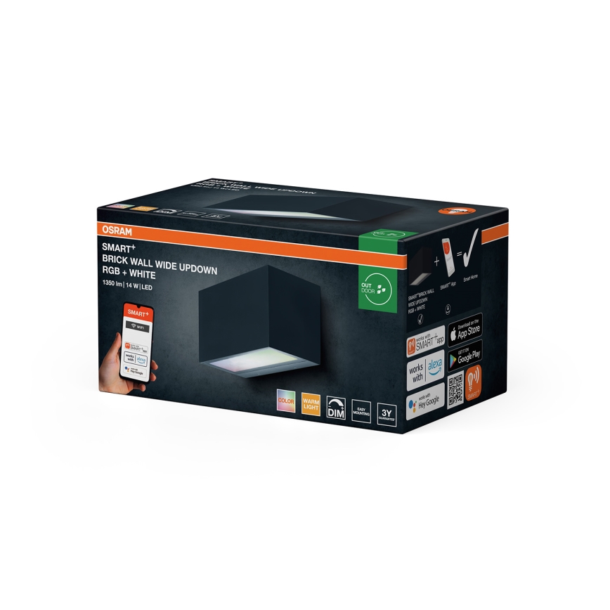 Osram - LED RGBW Stmievateľné vonkajšie nástenné svietidlo SMART+ BRICK LED/14W/230V IP44 Wi-Fi