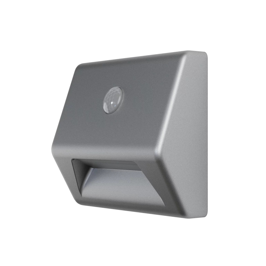Osram - LED schodiskové svietidlo so senzorom NIGHTLUX LED/0,25W/3xAAA IP54 strieborné