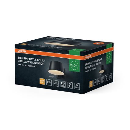 Osram - LED solárne nástenné svietidlo so senzorom ENDURA STYLE LED/10,1W/4,2V 2000 mAh IP54 antracit