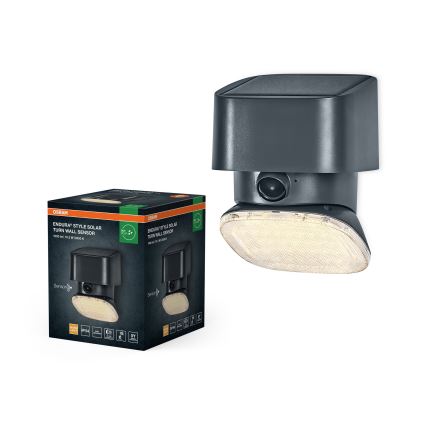Osram - LED solárne nástenné svietidlo so senzorom ENDURA STYLE LED/10,3W/4,2V 2000 mAh IP54 antracit