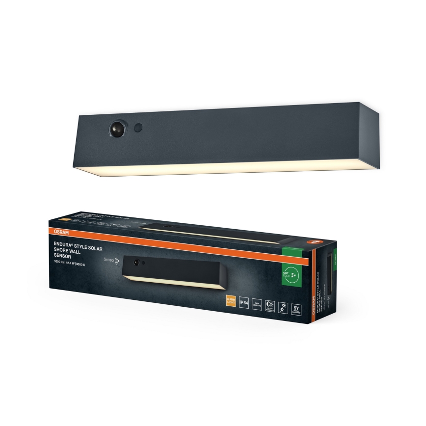 Osram - LED solárne nástenné svietidlo so senzorom ENDURA STYLE LED/12,4W/4,2V 2000 mAh IP54 antracit