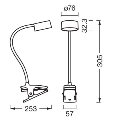 Osram - LED stlmiteľná stolná lampa so svorkou OFFICE LINE LED/4,8W/230V 3000/4000/6500K biela