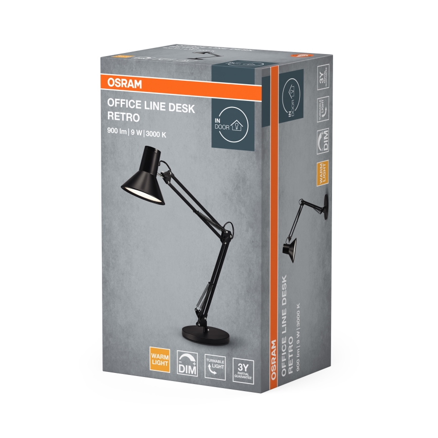 Osram - LED stmievateľná stolová lampa OFFICE LINE LED/9W/230V 3000K čierna