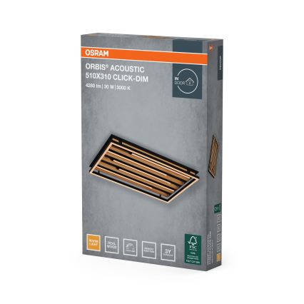 Osram - LED stmievateľné stropné svietidlo ORBIS ACOUSTIC LED/30W/230V 51x31 cm borovica