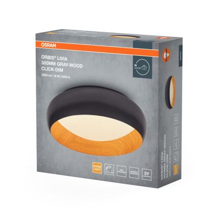 Osram - LED stmievateľné stropné svietidlo ORBIS LIVIA LED/16W/230V pr. 30 cm antracit/hnedá