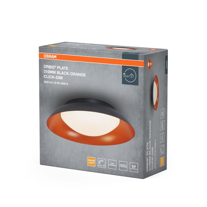 Osram - LED stmievateľné stropné svietidlo ORBIS PLATE LED/35W/230V pr. 43 cm oranžová/čierna