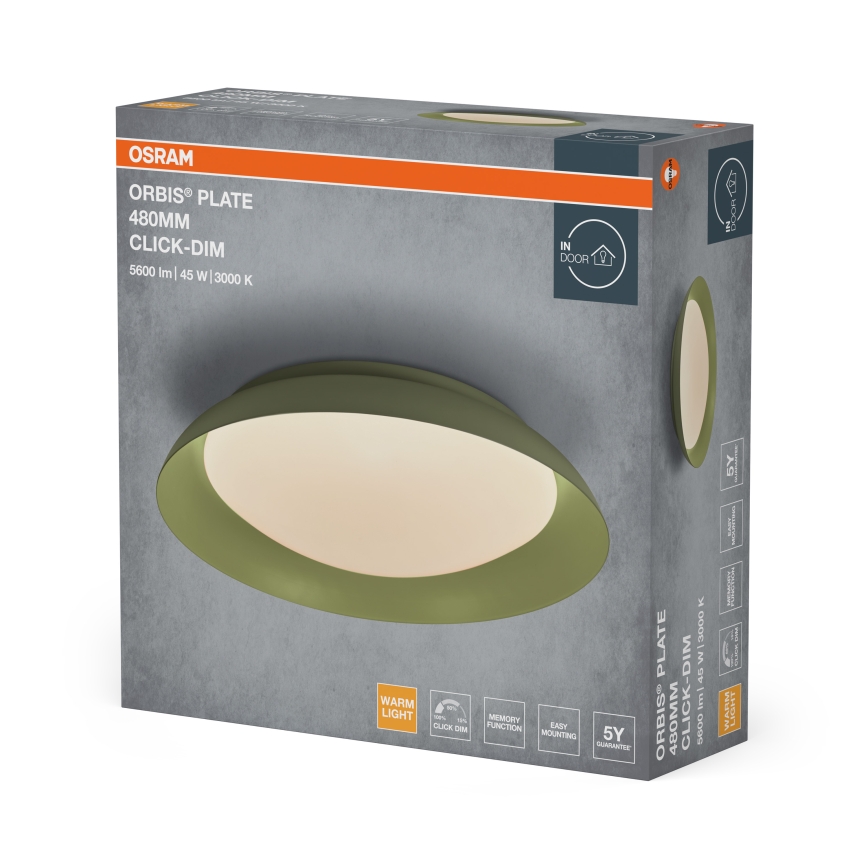 Osram - LED stmievateľné stropné svietidlo PLATE LED/45W/230V, priemer 48 cm, zelené