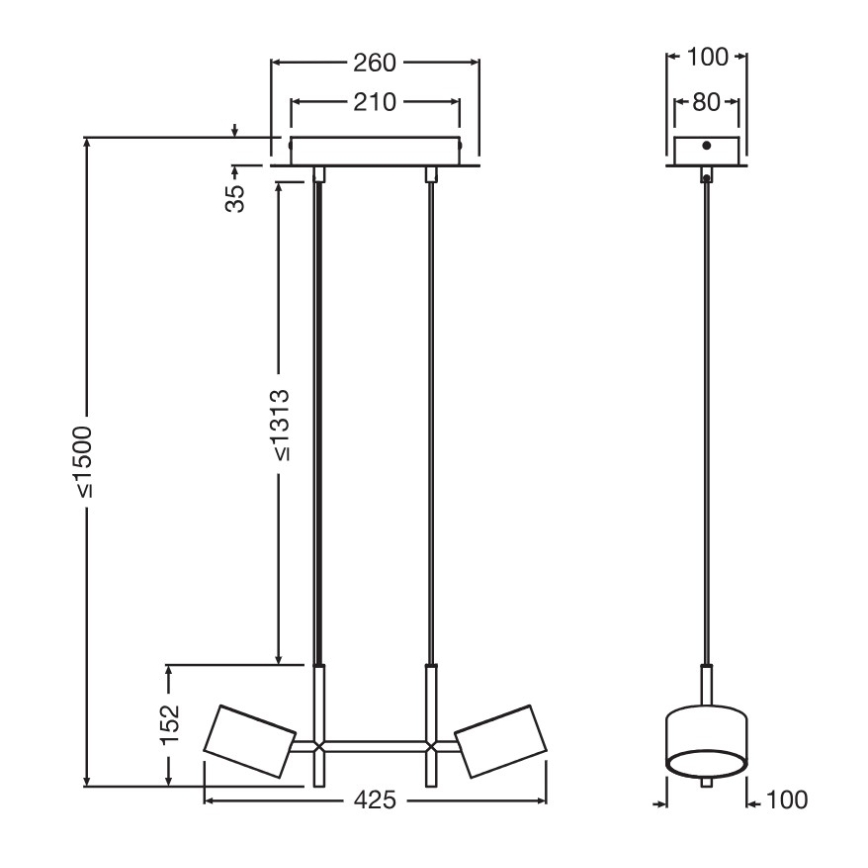 Osram - LED stmievateľný luster na lanku DECOR KYOTO 2xLED/10W/230V CRI 90 čierna