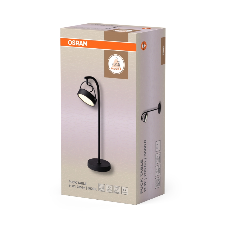 Osram - LED Stolná lampa DECOR PUCK LED/11W/230V CRI 90 čierna