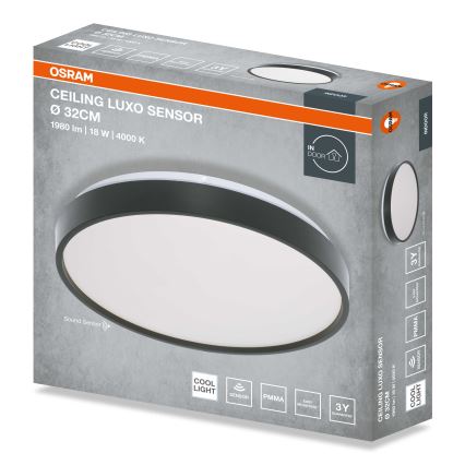 Osram - LED stropné svietidlo so súmrakovým senzorom CEILING LUXO LED/18W/230V, priemer 32 cm, čierne