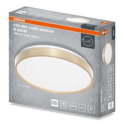 Osram - LED stropné svietidlo s čidlom súmraku CEILING LUXO LED/18W/230V, priemer 32 cm, zlaté