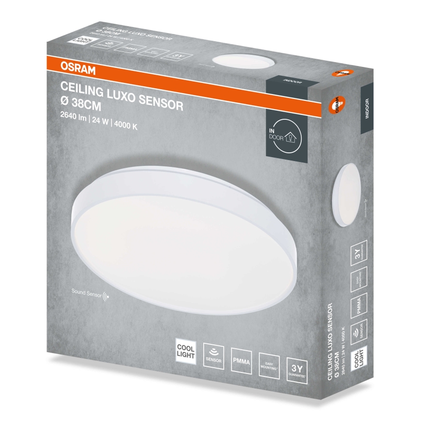 Osram - LED stropné svietidlo so súmrakovým snímačom CEILING LUXO LED/24W/230V pr. 38 cm biela