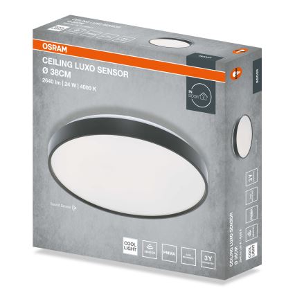 Osram - LED stropné svietidlo s čidlom súmraku CEILING LUXO LED/24W/230V pr. 38 cm čierne