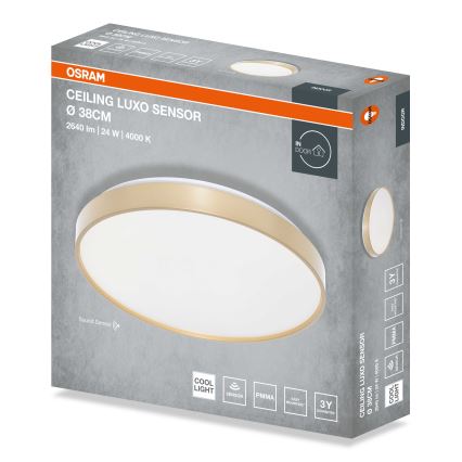 Osram - LED stropné svietidlo so senzorom súmraku CEILING LUXO LED/24W/230V pr. 38 cm zlaté