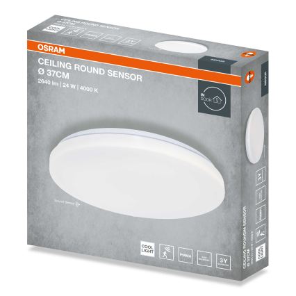Osram - LED stropné svietidlo so snímačom súmraku CEILING ROUND LED/24W/230V 4000K priemer 37 cm biele