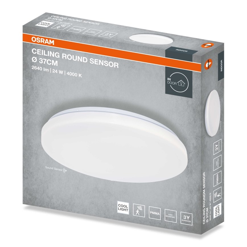 Osram - LED stropné svietidlo so snímačom súmraku CEILING ROUND LED/24W/230V 4000K priemer 37 cm biele
