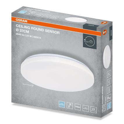 Osram - LED kúpeľňové stropné svietidlo so súmrakovým senzorom CEILING ROUND LED/24W/230V 6500K priemer 37 cm biele