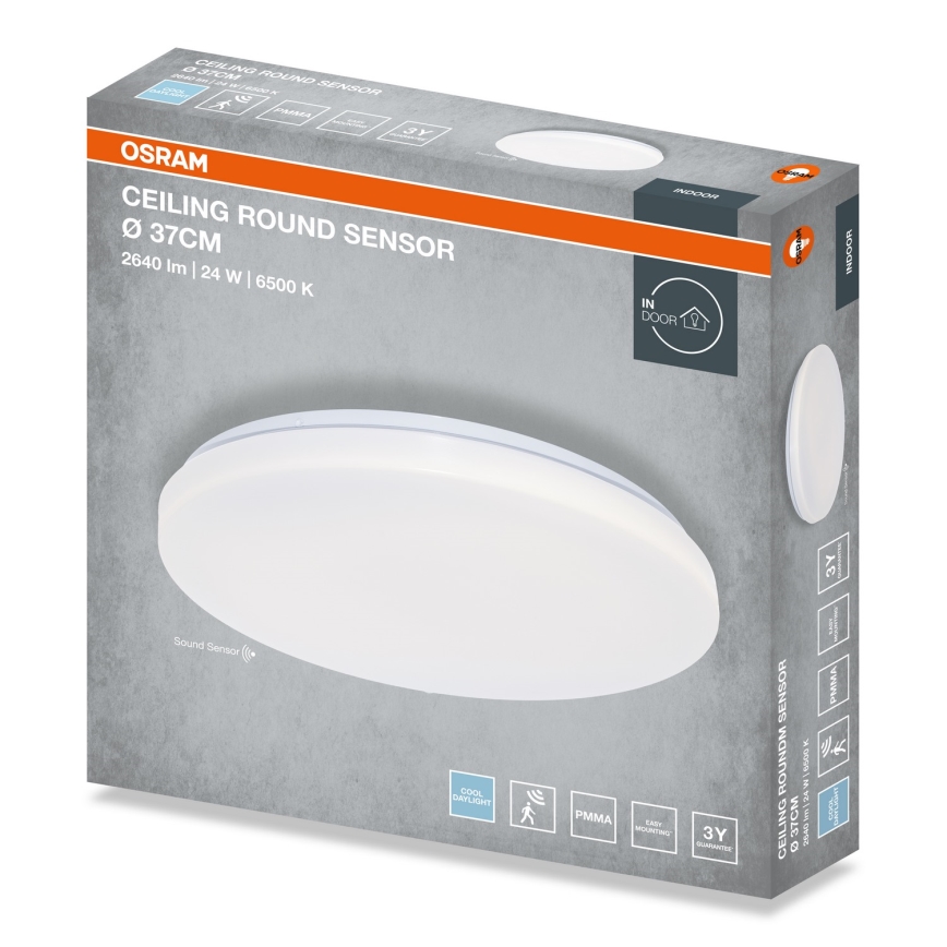Osram - LED kúpeľňové stropné svietidlo so súmrakovým senzorom CEILING ROUND LED/24W/230V 6500K priemer 37 cm biele