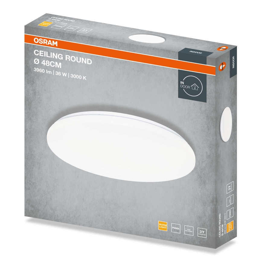 Osram - LED stropné svietidlo CEILING ROUND LED/36W/230V 3000K pr. 48 cm biela