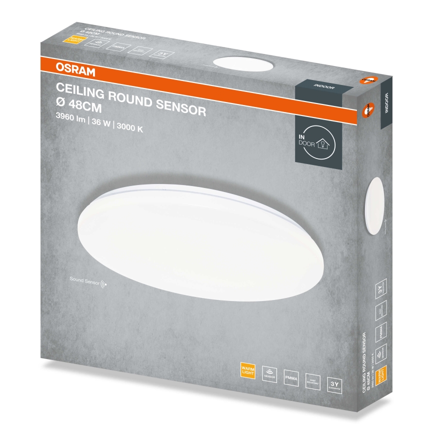 Osram - LED stropné svietidlo so súmrakovým senzorom CEILING ROUND LED/36W/230V 3000K priemer 48 cm biela