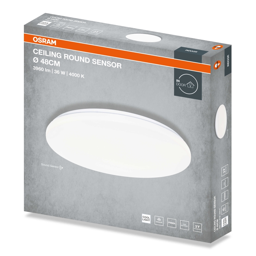 Osram - LED stropné svietidlo so súmrakovým senzorom CEILING ROUND LED/36W/230V 4000K priemer 48 cm biele