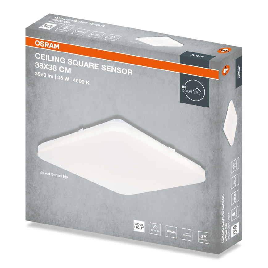 Osram - LED stropné svietidlo so súmrakovým senzorom CEILING SQUARE LED/36W/230V 4000K 38x38 cm biela