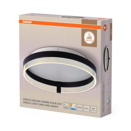 Osram - LED stropné svietidlo DECOR CIRCLE, 25 W, 230 V, voľba teploty svetla 3000/4000/6500 K, priemer 40 cm, čierna/biela