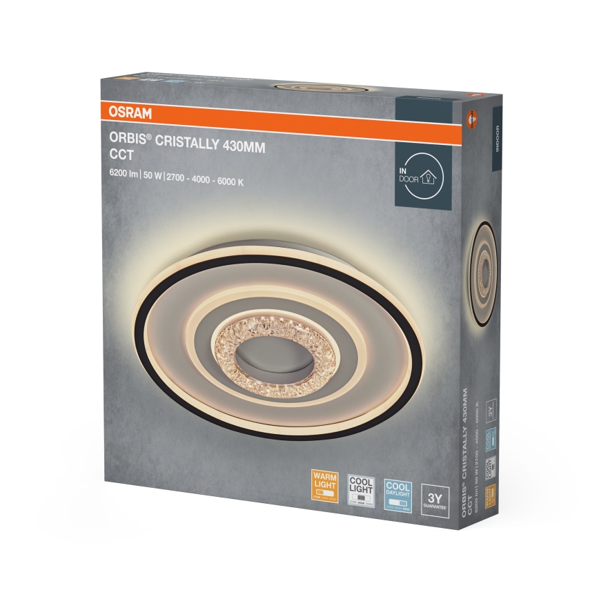 Osram - LED stropné svietidlo ORBIS CRISTALLY LED/50W/230V 2700/4000/6000K pr. 43 cm biela/čierna