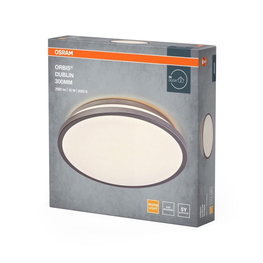 Osram - LED stropné svietidlo ORBIS DUBLIN LED/16W/230V pr. 30 cm strieborná
