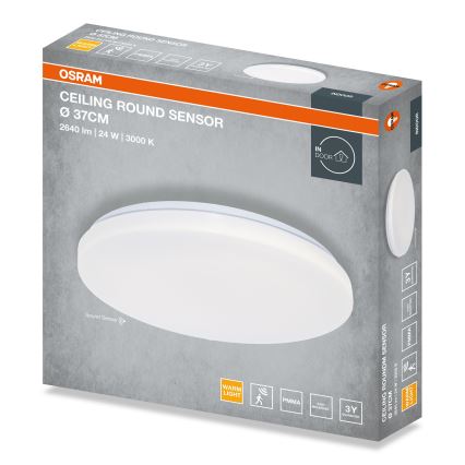 Osram - LED stropné svietidlo so senzorom súmraku ROUND LED/24W/230V priemer 37 cm