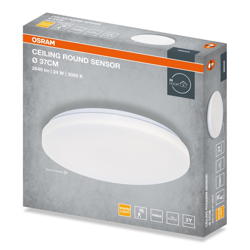 Osram - LED stropné svietidlo so senzorom súmraku ROUND LED/24W/230V priemer 37 cm