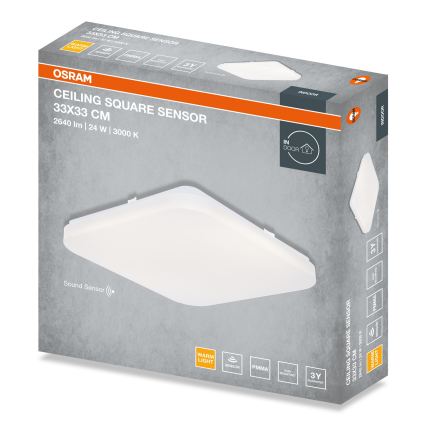 Osram - LED stropné svietidlo so senzorom súmraku SQUARE LED/24W/230V 33x33 cm
